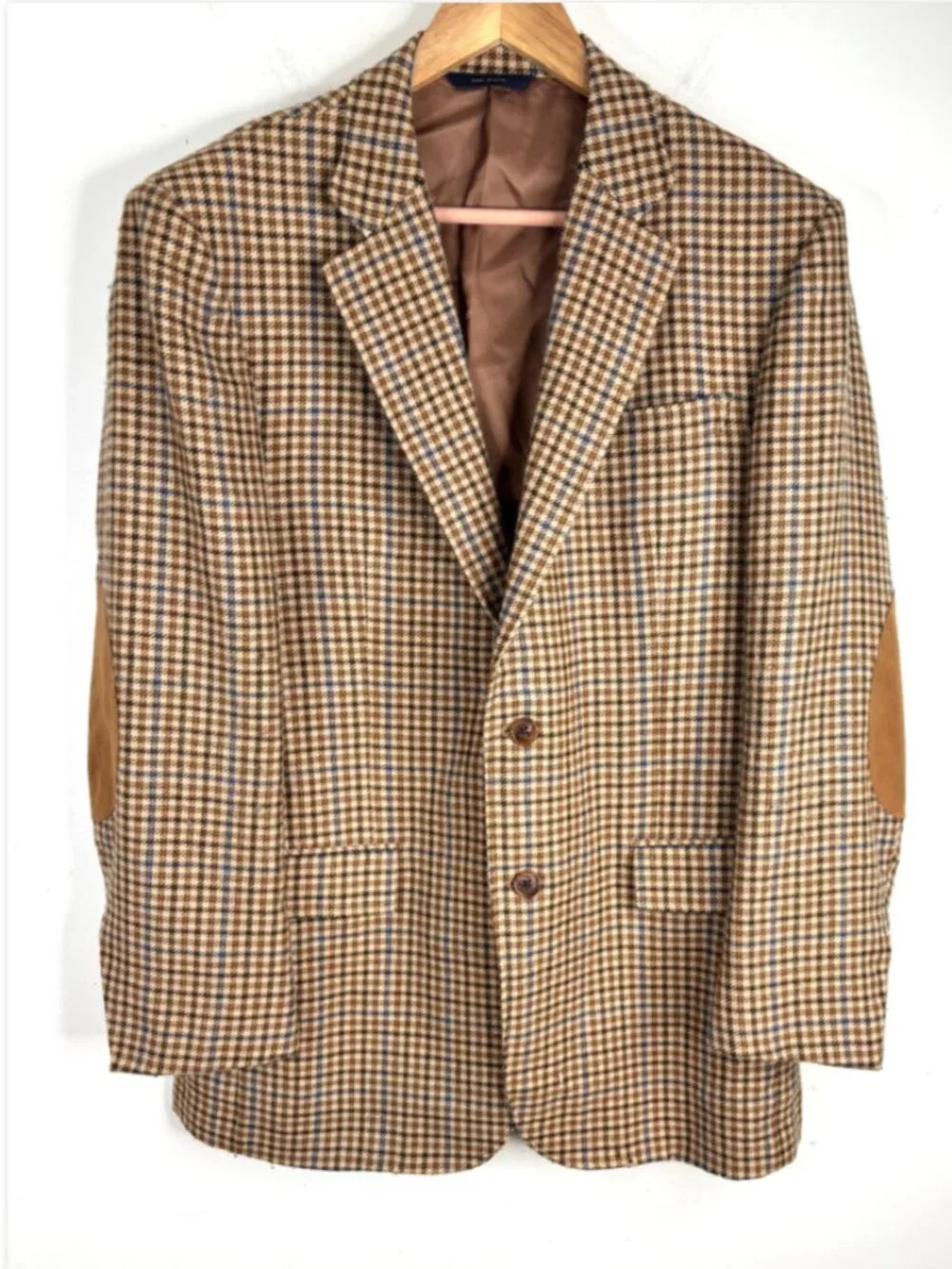 Brooks Brothers 1818 Madison 40R Wool Houndstooth Tweed Blazer Elbow Patches
